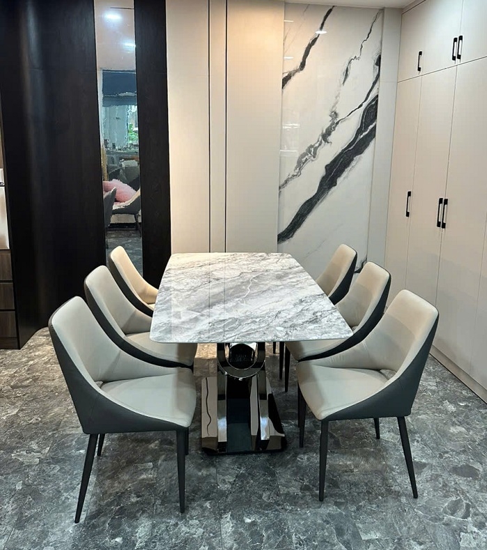 Bàn Ăn 6 Ghế Mặt Đá Cẩm Thạch 2357S