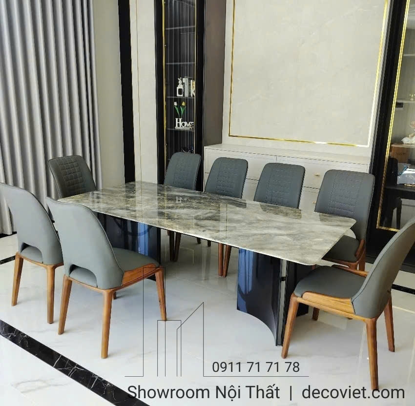 Bàn Ăn 8 Ghế Mặt Đá Tự Nhiên 2394S