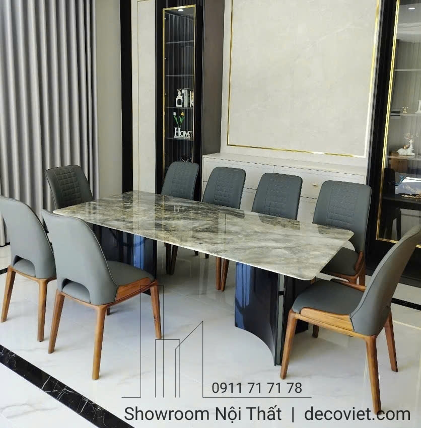 Bàn Ăn 8 Ghế Mặt Đá Tự Nhiên 2394S