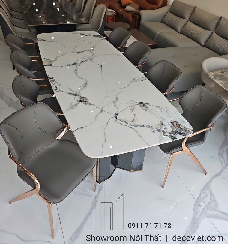Bàn Ăn Cao Cấp Mặt Đá 2m6 8 Ghế 2870S