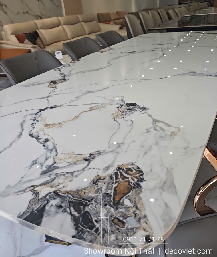 Bàn Ăn Cao Cấp Mặt Đá 2m6 8 Ghế 2870S