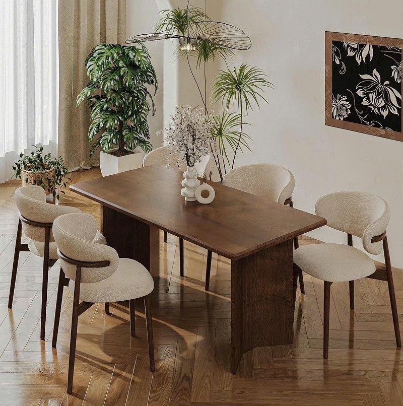 Bàn Ăn Gỗ Đẹp Hiện Đại 4 Ghế 2708S