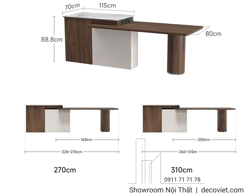 Bàn Ăn Kết Hợp Bàn Đảo Bếp 2341S