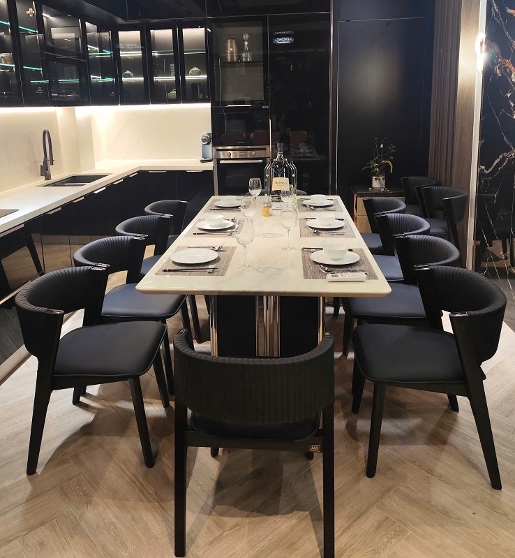 Bàn Ăn Mặt Đá 10 Ghế Cao Cấp 2887S