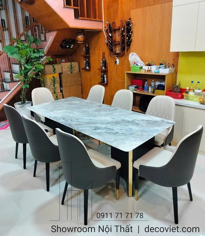Bàn Ăn Mặt Đá 8 Ghế Cao Cấp 2496S