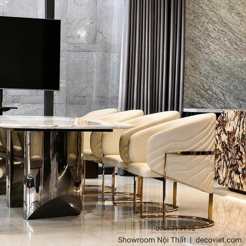 Bàn Ăn Mặt Đá 8 Ghế Luxury 3002S