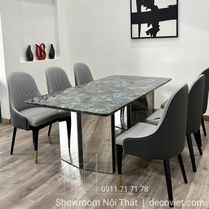 Bàn Ăn Mặt Đá Cẩm Thạch 6 Ghế 1562S