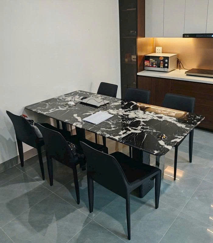 Bàn Ăn Mặt Đá Chân Inox 2750S