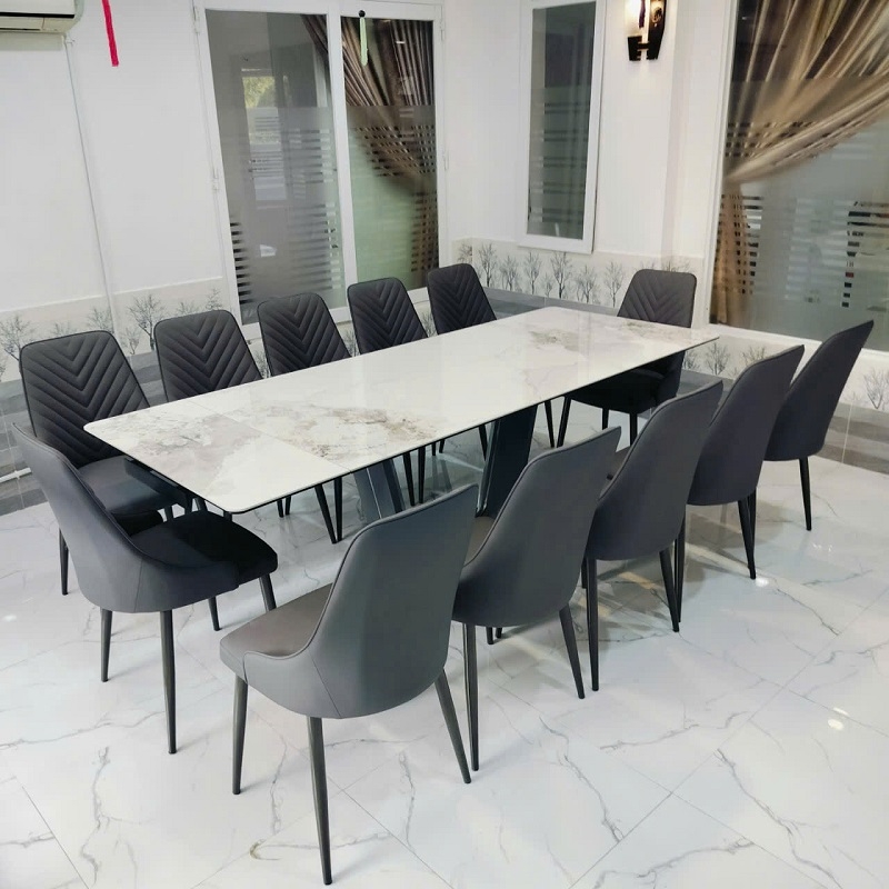 Bàn Ăn Mặt Đá Kéo Dài 12 Ghế 2301S