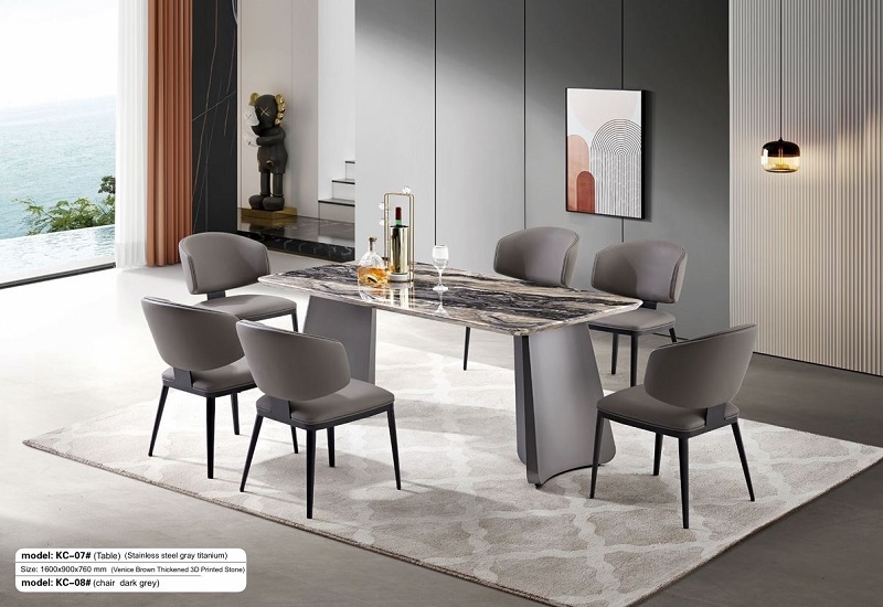 Bàn Ăn Mặt Đá Nhập Khẩu 6 Ghế 2620S