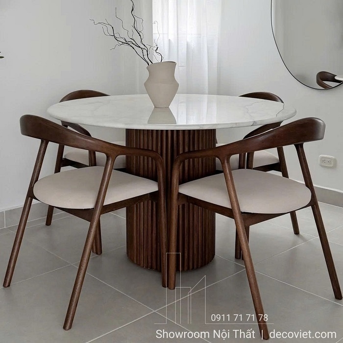Bàn Ăn Tròn Gỗ 4 Ghế 2911S