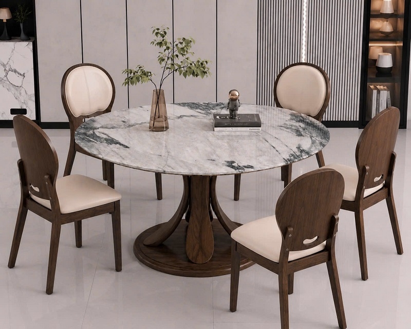 Bàn Ăn Tròn Gỗ 6 Ghế 3038S