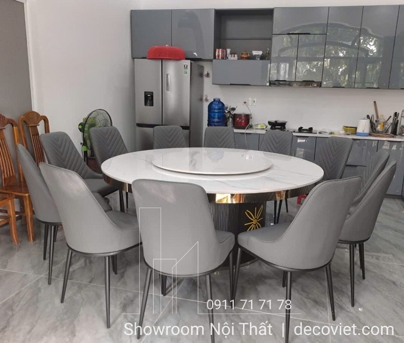 Bàn Ăn Tròn Mặt Đá 12 Ghế 2073S