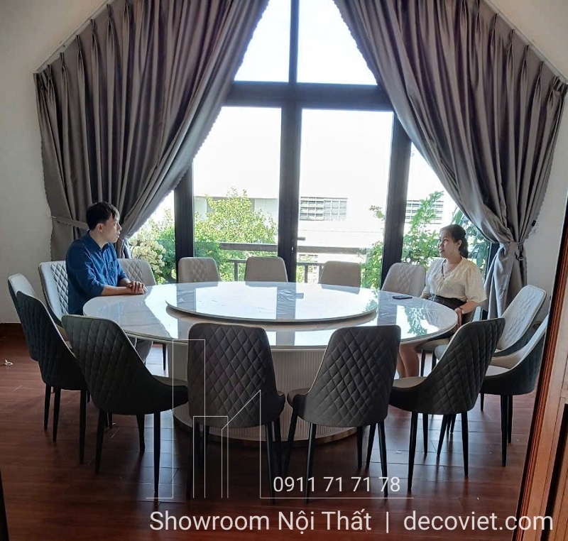 Bàn Ăn Tròn Mặt Đá 16 Ghế 2349S