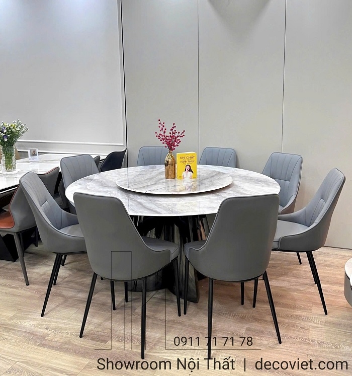 Bàn Ăn Tròn Mặt Đá 8 Ghế 2210S