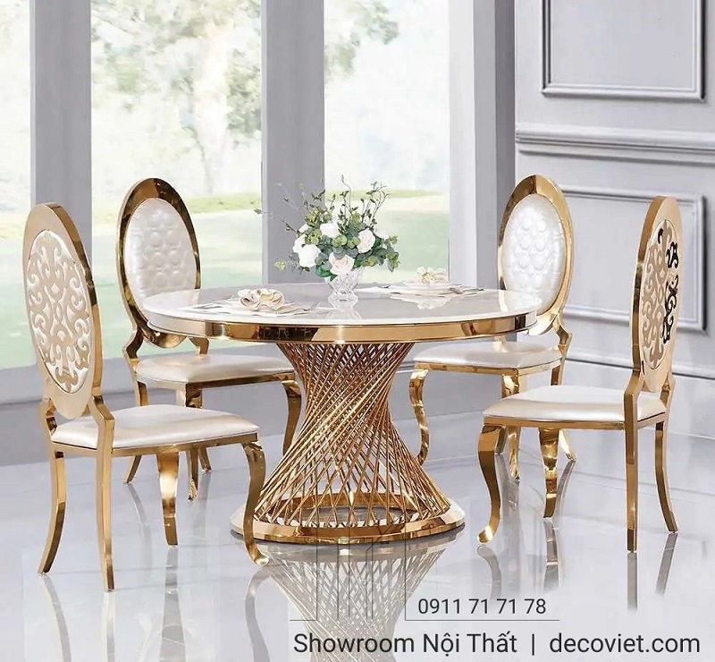 Bàn Ăn Tròn Mặt Đá Cao Cấp 1096S