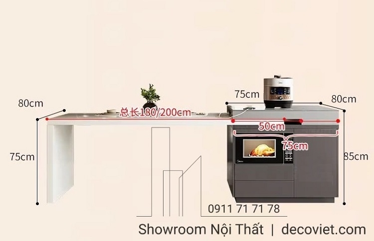 Bàn Đảo Bếp Đẹp 2339S