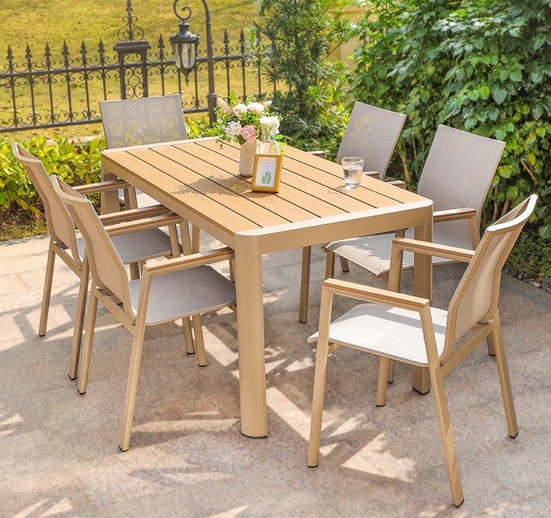 Bàn Ghế Ngoài Trời Giả Gỗ 2046T