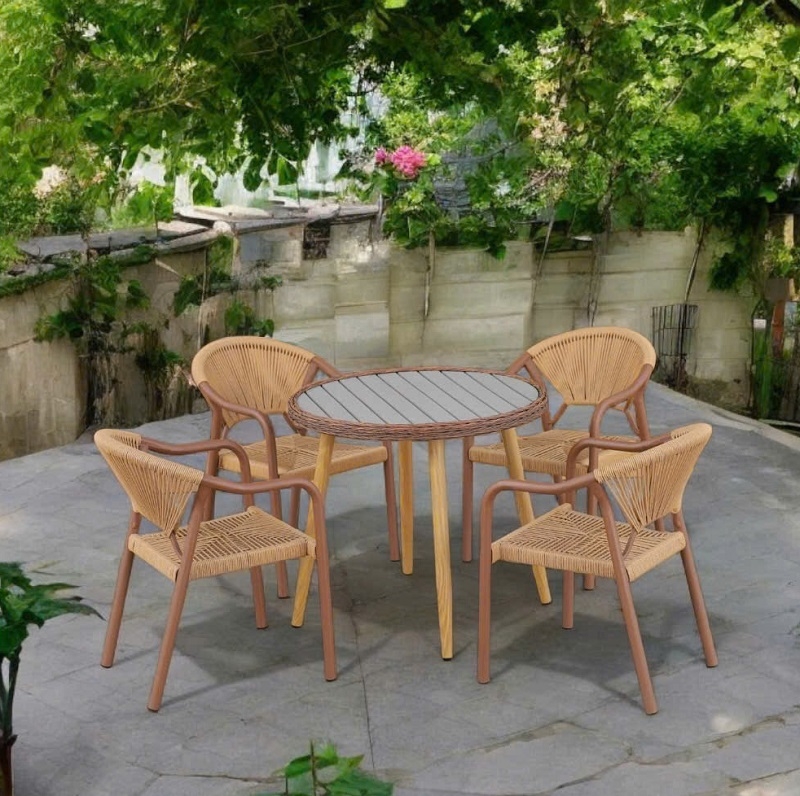 Bàn Ghế Ngoài Trời Giả Gỗ 2089T