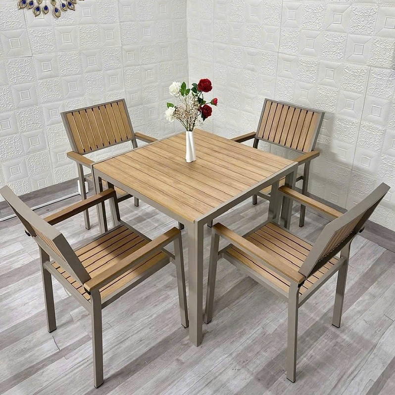 Bàn Ghế Nhôm Đúc Giả Gỗ 2090T