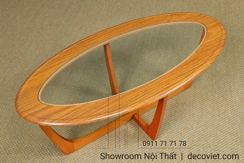 Bàn Sofa Mặt Kính Chân Gỗ 411S