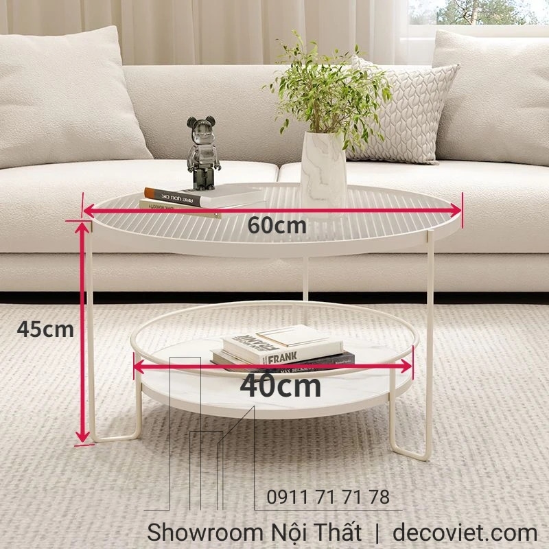 Bàn Sofa Tròn Mặt Kính 282S