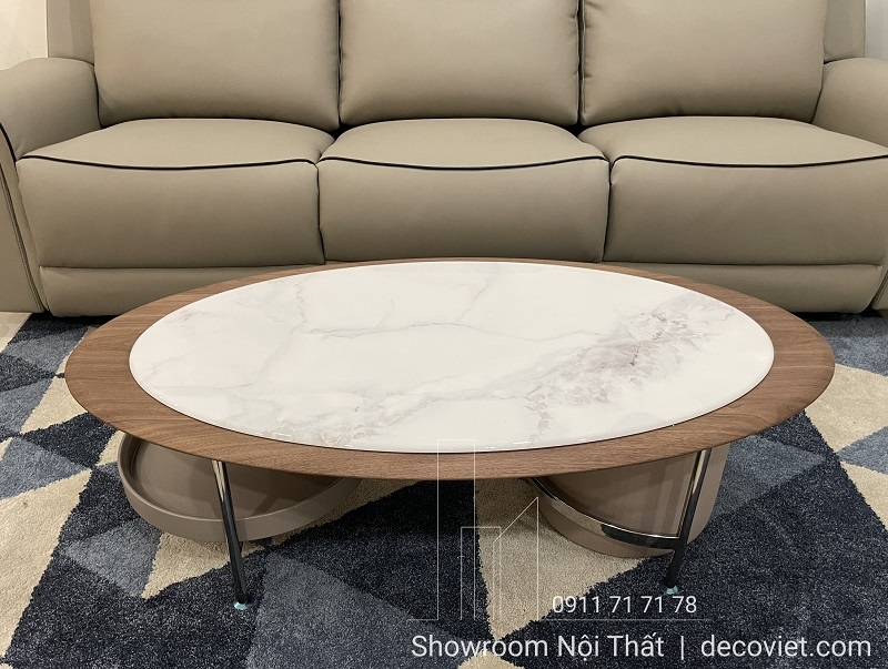 Bàn Trà Oval Mặt Đá Hiện Đại 419S