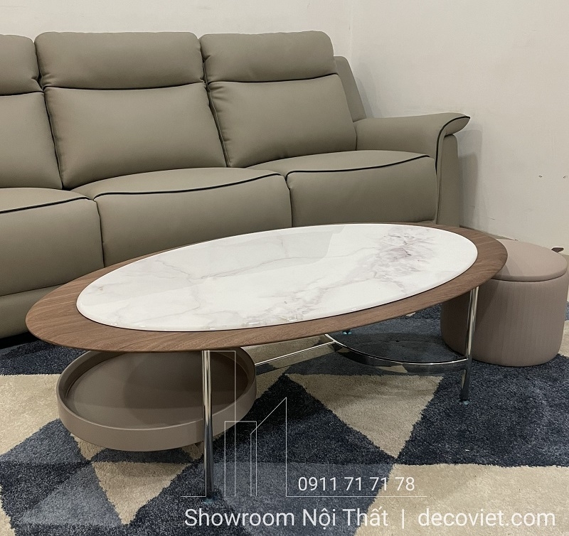 Bàn Trà Oval Mặt Đá Hiện Đại 419S