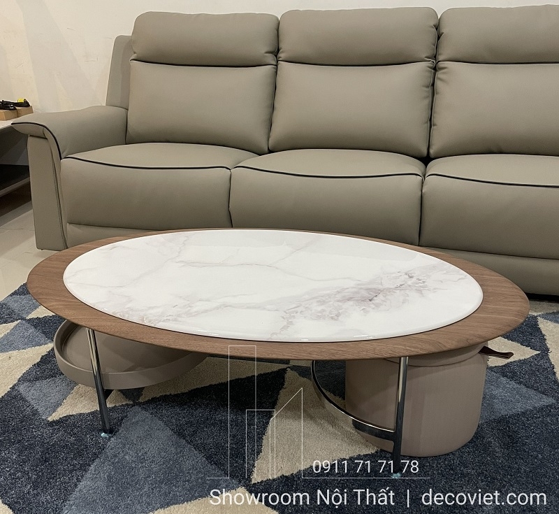Bàn Trà Oval Mặt Đá Hiện Đại 419S