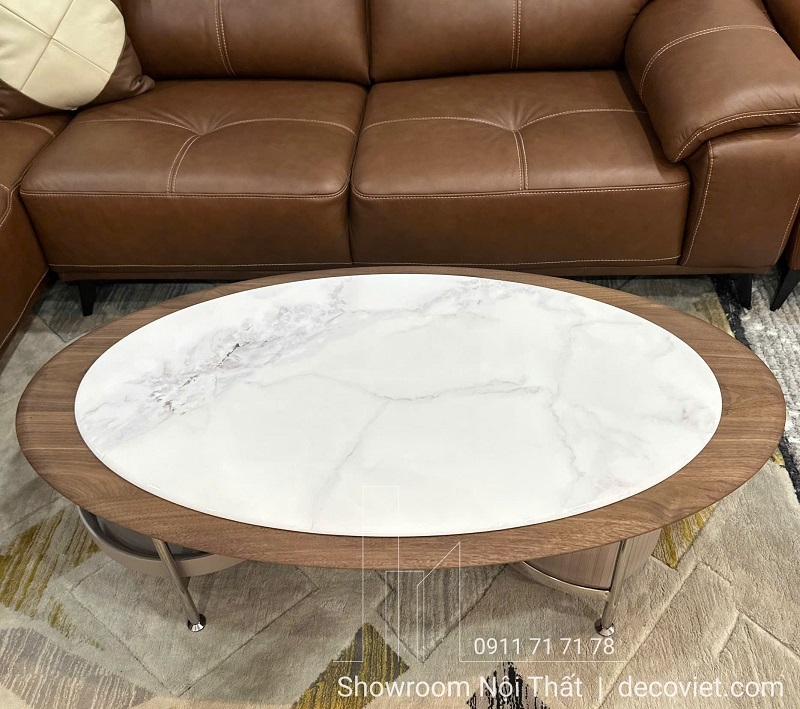 Bàn Trà Oval Mặt Đá Hiện Đại 419S
