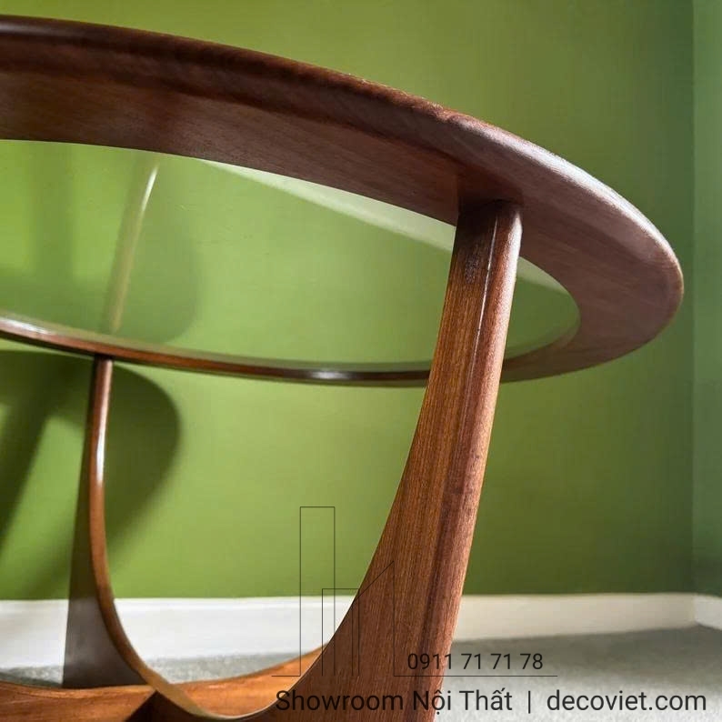 Bàn Trà Tròn Mặt Kính Chân Gỗ 412S