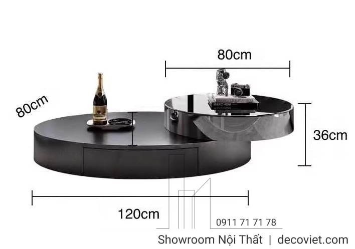 Bàn Trà Xoay 360 Độ Mặt Kính 422S