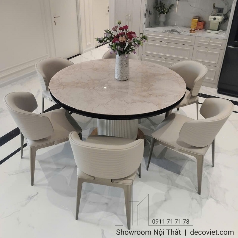 Bàn Tròn Chân Gỗ 6 Ghế 3035S