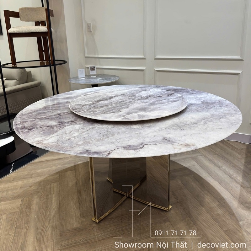 Bàn Tròn Mặt Đá 1m6 8 Ghế 2854S