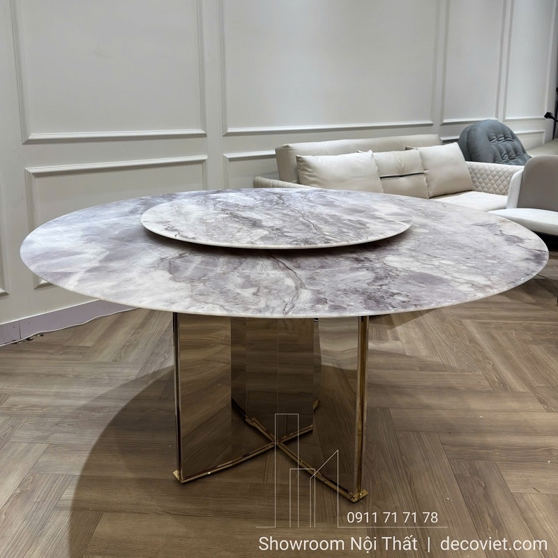 Bàn Tròn Mặt Đá 1m6 8 Ghế 2854S