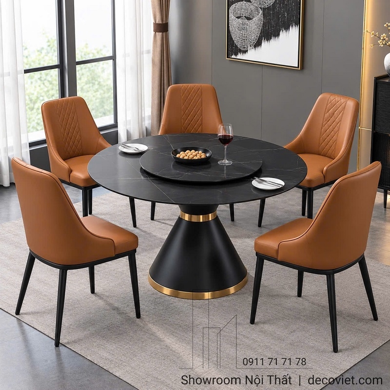 Bàn Tròn Xoay Mặt Đá 6 Ghế Giá Rẻ 3051S