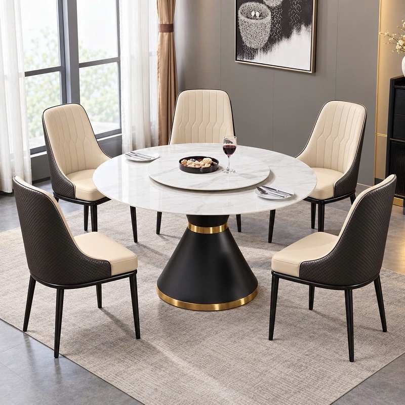 Bàn Tròn Xoay Mặt Đá 6 Ghế Giá Rẻ 3051S