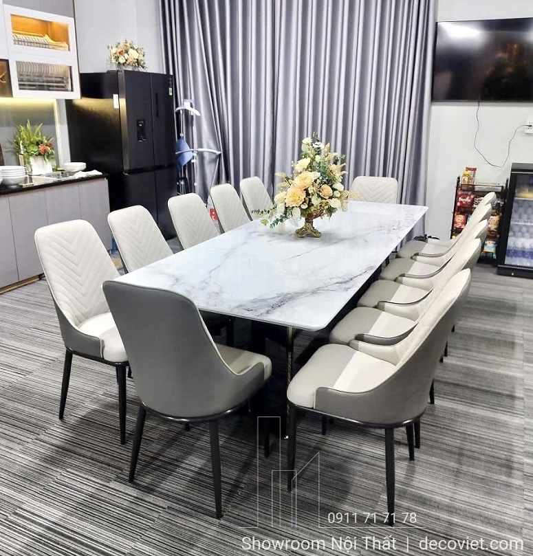 Bộ Bàn Ăn 12 Ghế Mặt Đá 2m6 2861S