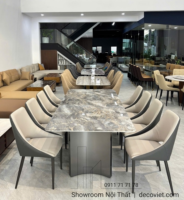 Bộ Bàn Ăn 8 Ghế Mặt Đá 2m2 2714S