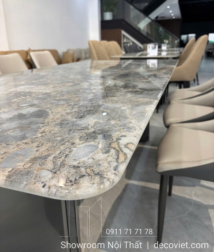 Bộ Bàn Ăn 8 Ghế Mặt Đá 2m2 2714S