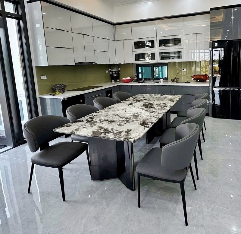 Bộ Bàn Ăn 8 Ghế Mặt Đá Nhập Khẩu 2849S