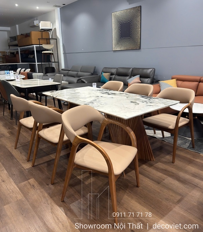 Bộ Bàn Ăn 6 Ghế Mặt Đá Chân Gỗ 2610S
