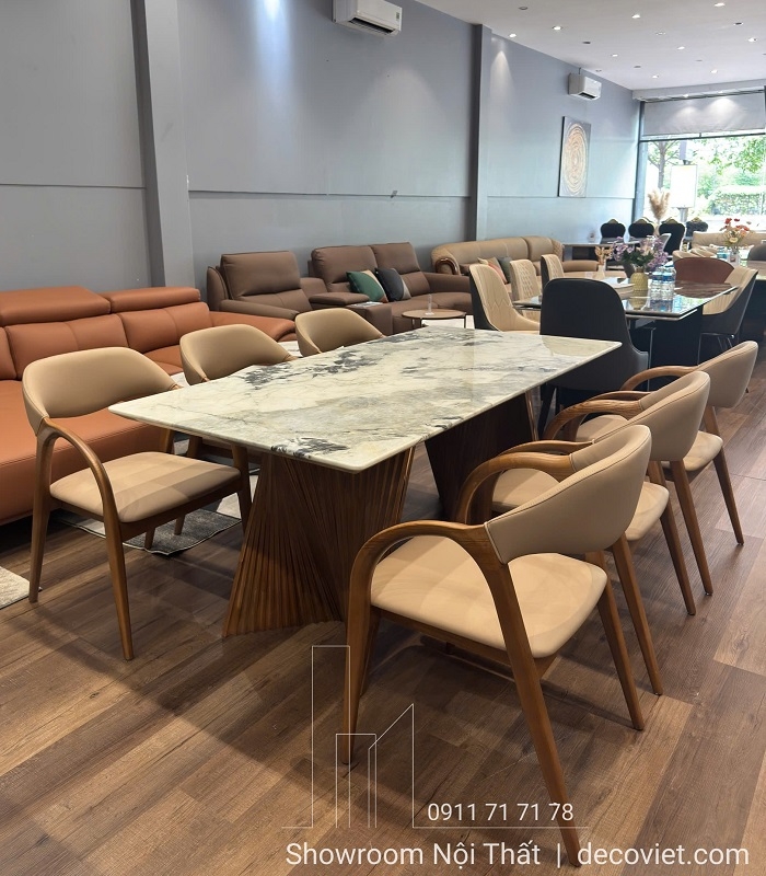 Bộ Bàn Ăn 6 Ghế Mặt Đá Chân Gỗ 2610S
