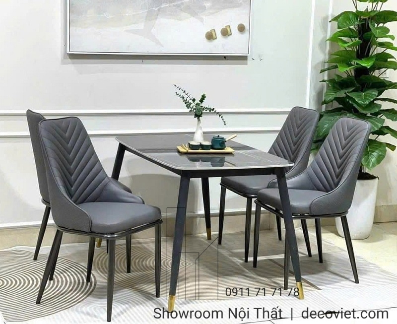 Bộ Bàn Ăn Mặt Đá 1m2 4 Ghế 2493S
