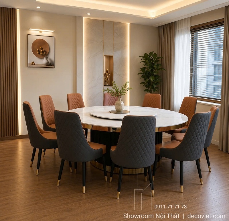 Bộ Bàn Ăn Tròn 10 Người Cao Cấp 2977S