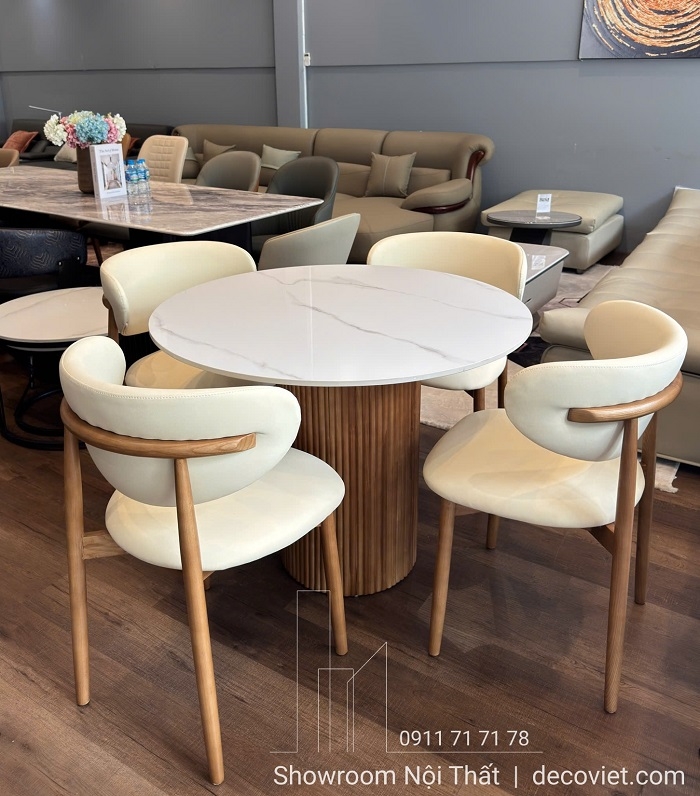 Bộ Bàn Ăn Tròn Gỗ 4 Ghế 2933S