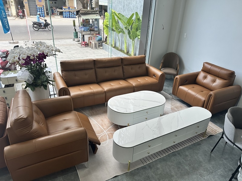 Bộ Ghế Sofa Da Bò Chỉnh Điện 909T