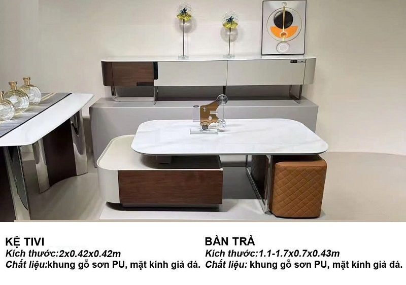 Combo Kệ Tivi Bàn Trà Cao Cấp 98T