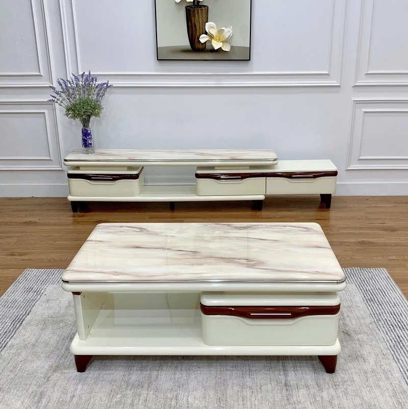 Combo Kệ Tivi Bàn Trà Mặt Đá 106T