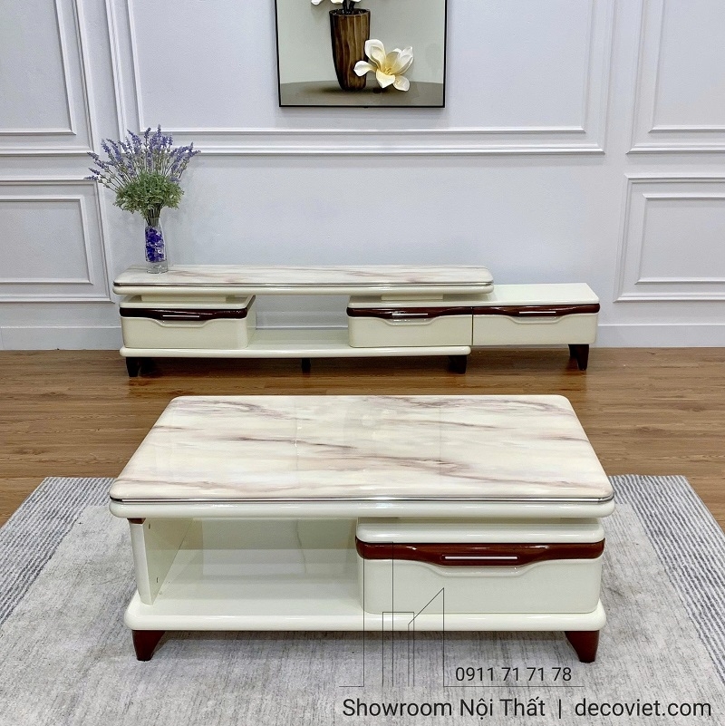 Combo Kệ Tivi Bàn Trà Mặt Đá 106T